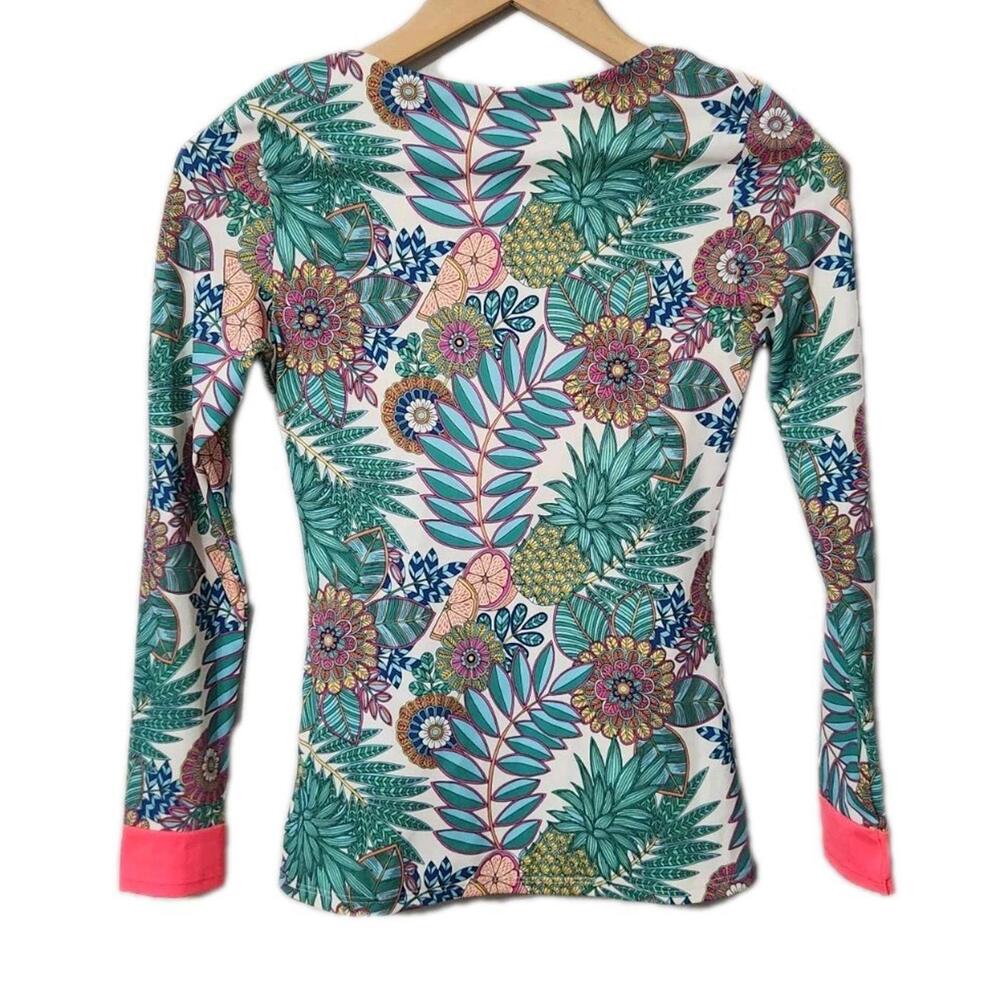 Boden Swim Top Padded Shirt Size 2 Colorful Long Sleeve Uv Protection Rash Guard
